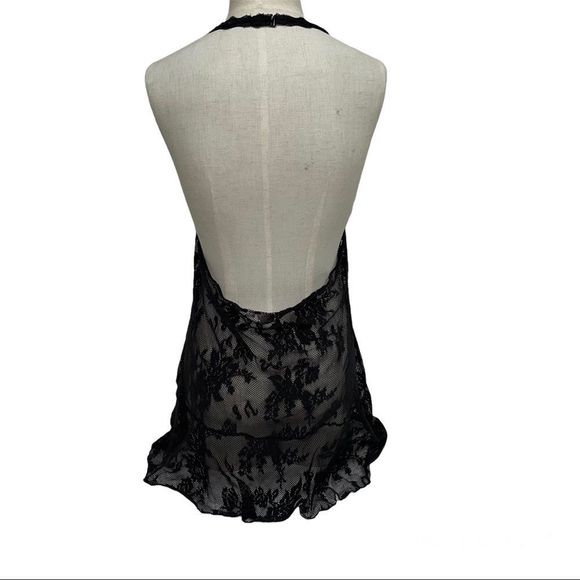 Victoria’s Secret large lingerie slip dress black lace halter - Picture 11 of 11
